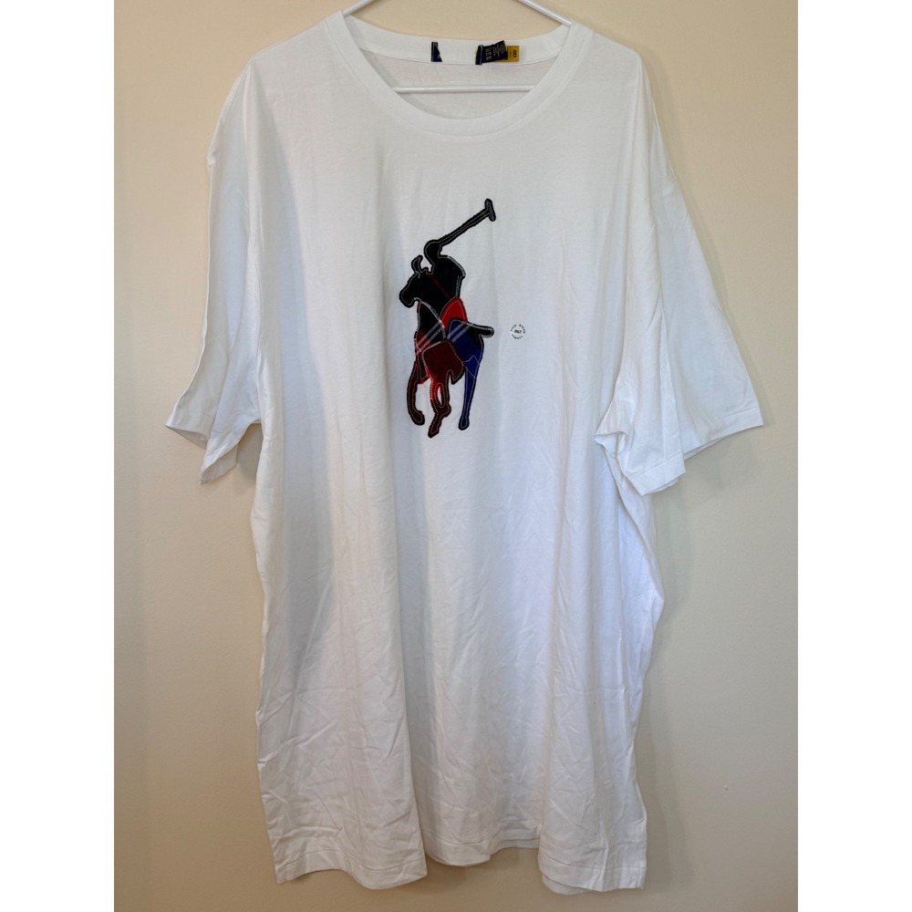 Polo Ralph Lauren Mens Big Pony T-Shirt White Embroidered Logo 3XLT Tall